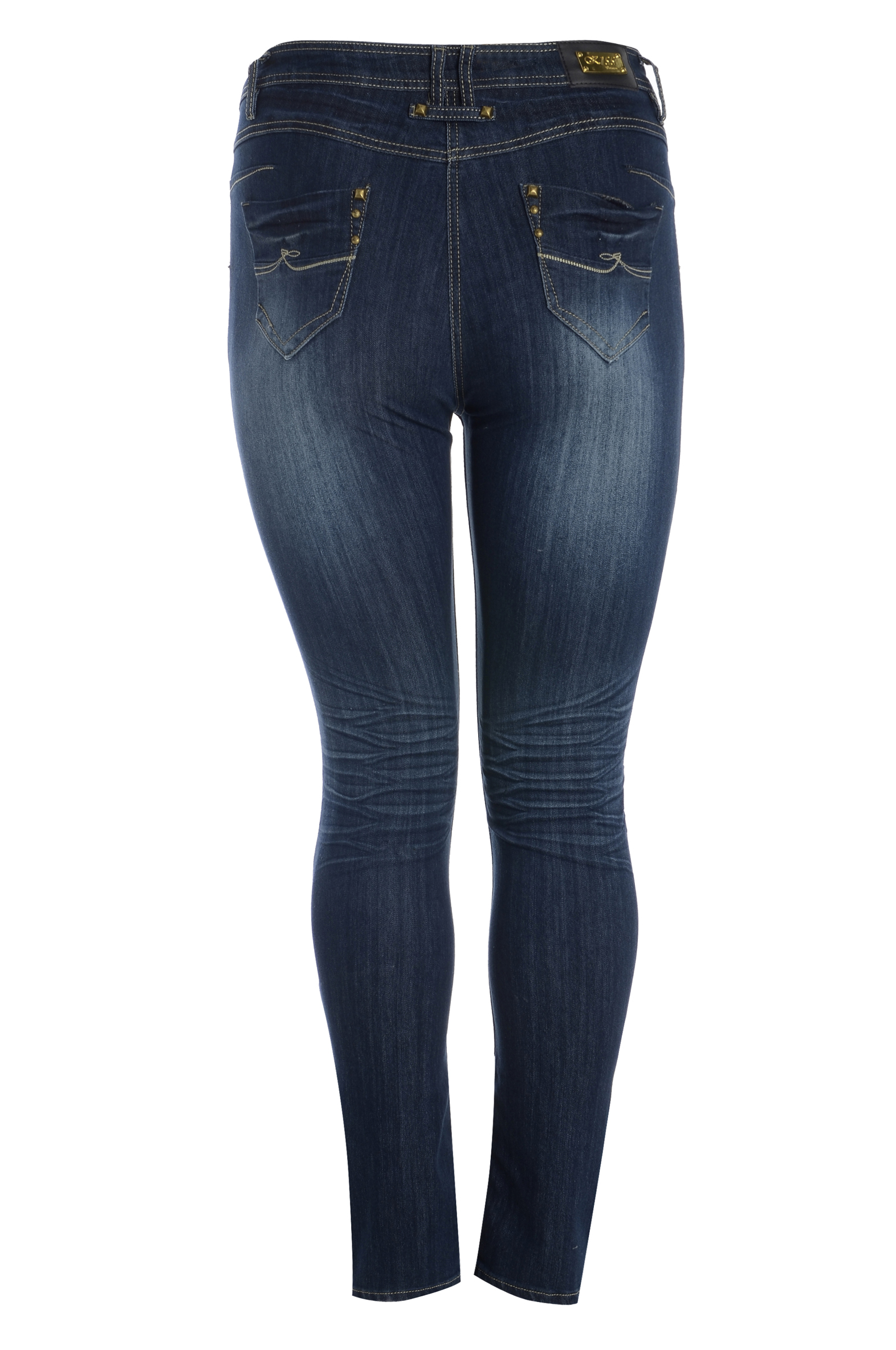 Womens Plus Size Blue Denim Wash Wrinkle Effect Designer Jeans Sizes 16 ...